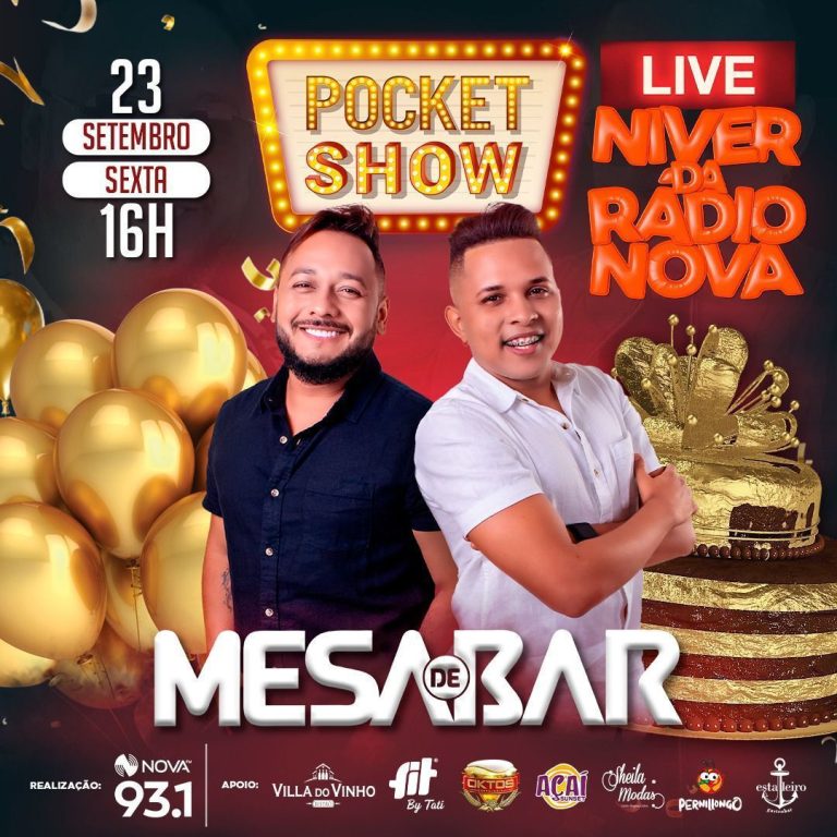 Rádio Nova FM celebra aniversário ao som da Banda Mesa de Bar, nesta sexta (23)